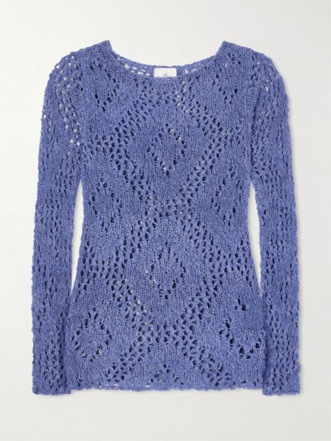 The Elder Statesman Lake Pointelle-knitted Silk, Cashmere And Linen-blend T-shirt