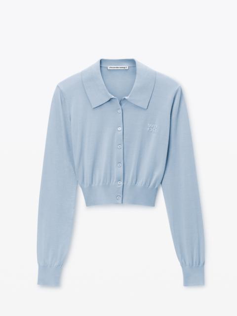 Alexander Wang High-Frequency Stacked Logo Cardigan in Merino Wool