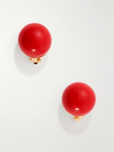 CAROLINA HERRERA Resin and gold-tone earrings Red