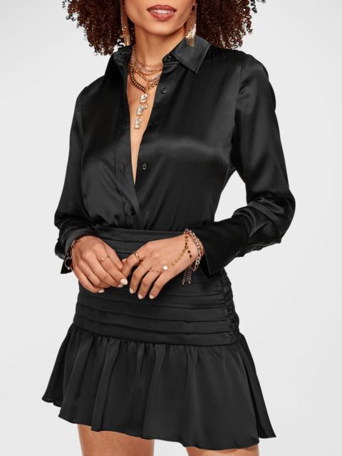 RAMY BROOK Victoria Stretch Silk Button-Front Top