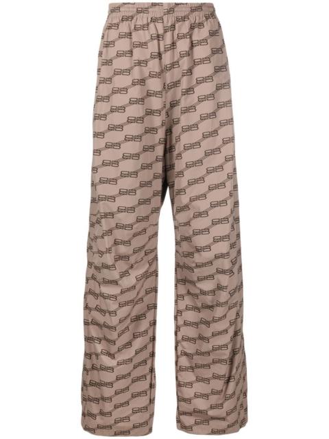 BALENCIAGA Men's Bb Monogram Regular Fit Tracksuit Pants in Beige