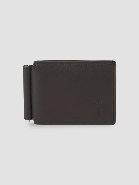 Brunello Cucinelli Men's Smooth Calfskin Money Clip Wallet - Dark Brown