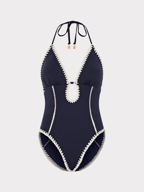 MILLY Cutout Crochet Trim One-Piece