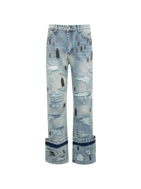 WHO DECIDES WAR logo-plaque straight-leg jeans