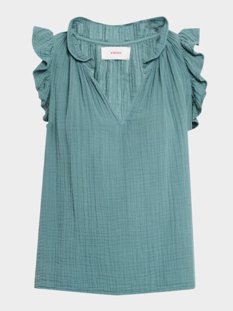 XÍRENA Bex Sleeveless Ruffle Cotton Gauze Top