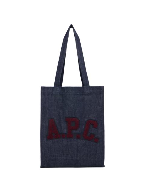 A.P.C. Navy Logo Patch Tote