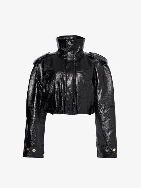 Dion Lee Balloon cropped relaxed-fit faux leather jacket