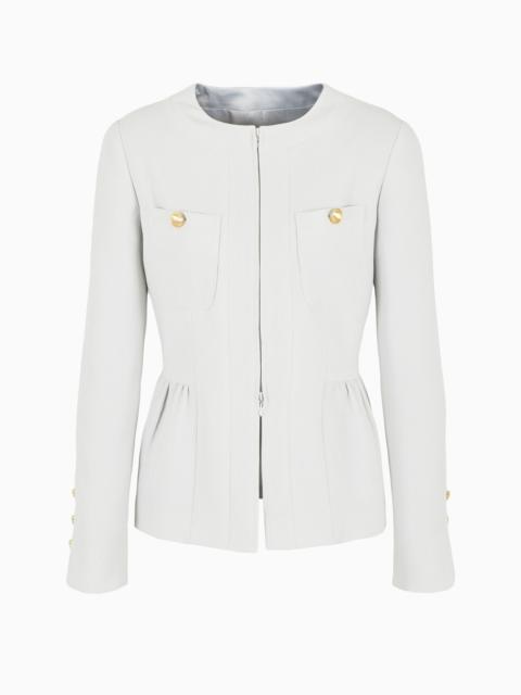 EMPORIO ARMANI Double-breasted jacket in seersucker with belt
