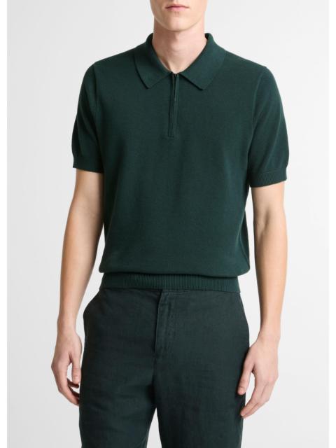 Vince Cotton-Cashmere Piqué Zip Polo Sweater