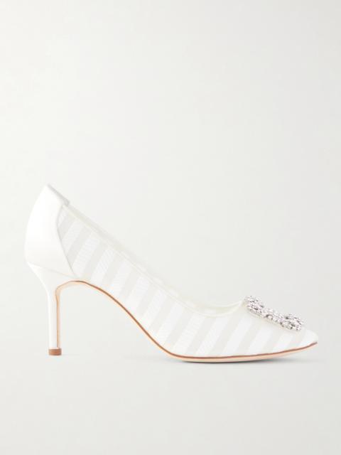 Manolo Blahnik Hangisila 70 Leather And Mesh Pumps