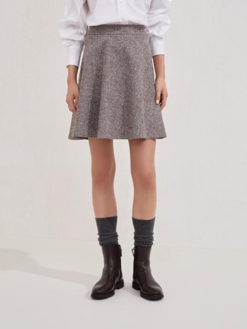 Brunello Cucinelli Virgin wool herringbone tweed mini circle skirt