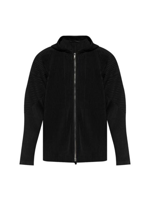 pleated zip-up hoodie