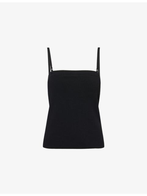 Vince Curved-Neckline Crop Knitted Top
