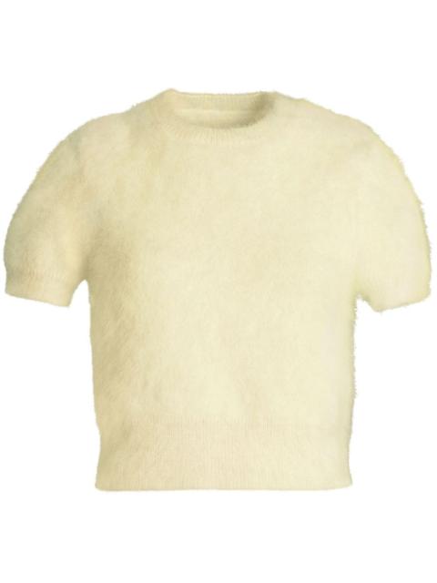 Maison Margiela brushed short-sleeved knitted top