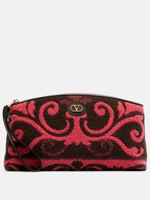 Valentino VLogo leather-trimmed terry pouch