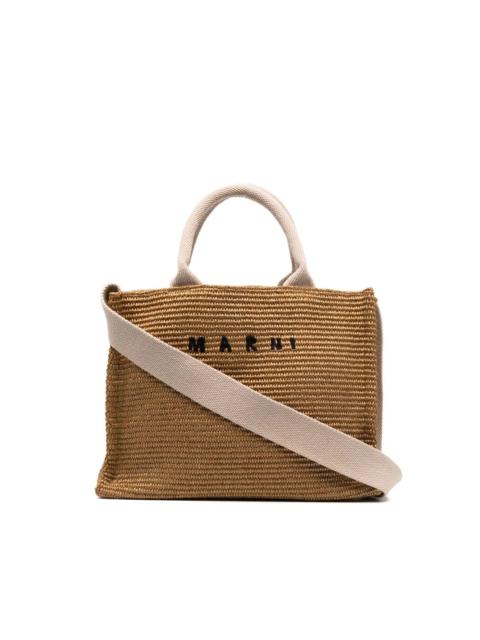 Marni logo-lettering raffia tote bag
