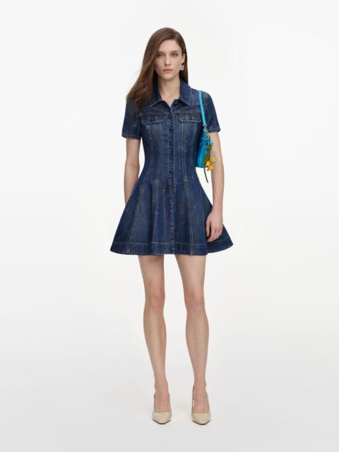 self-portrait Rhinestone Stripe Denim Mini Dress