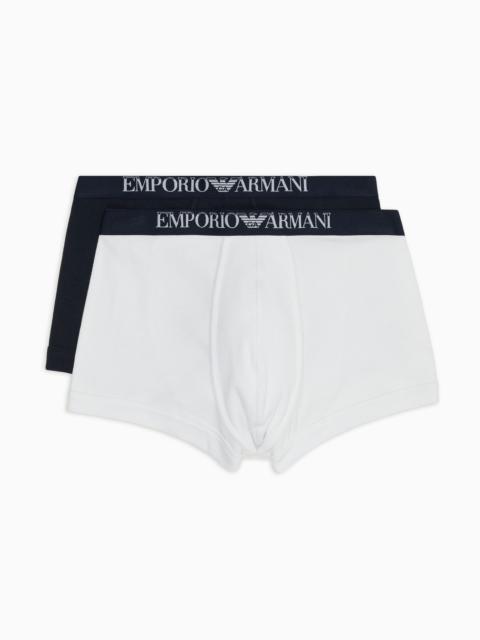 Two-pack of ribbed cotton boxer briefs with logo band