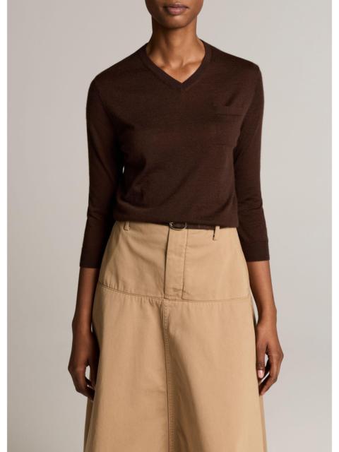 Vince Cashmere-Silk Pocket V-Neck Sweater