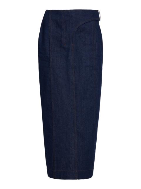 JACQUEMUS Obra Tailored Denim Midi Skirt navy