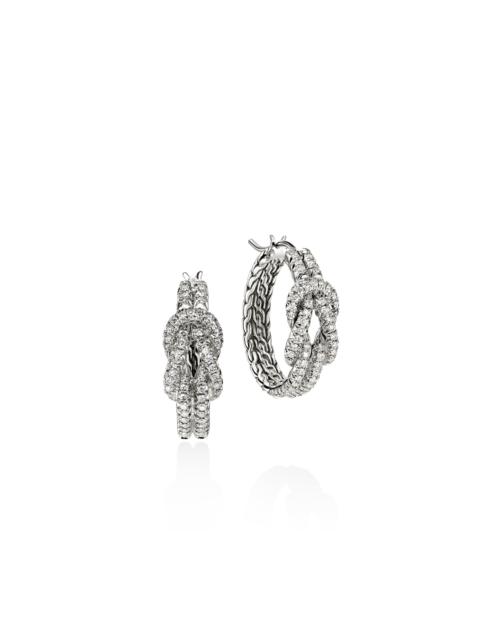 JOHN HARDY Love Knot Earrings, Sterling Silver, Diamonds, 22MM