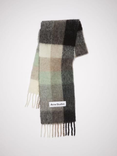Mohair checked scarf - Green/grey/black