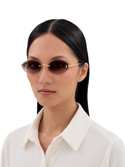 Cartier Women's Double C 55MM Oval Sunglasses - Gold Black
