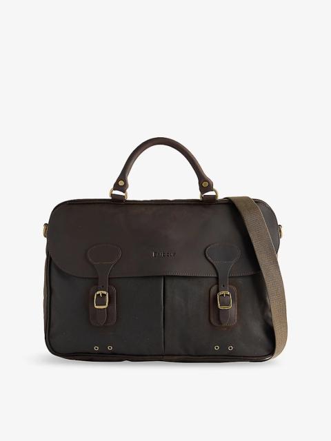 Barbour Leather-Trims Waxed-Cotton Briefcase