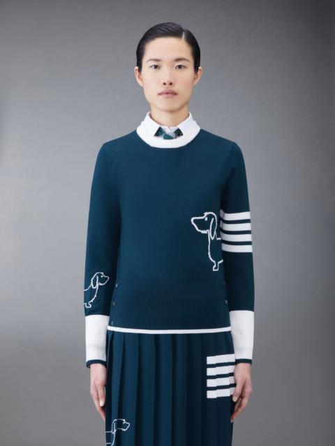 Thom Browne Fine Merino Hector 4-Bar Crew Neck Pullover