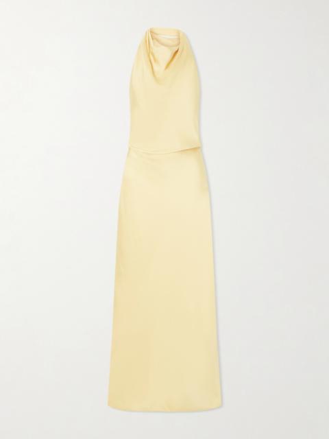 SIMKHAI Reannon Draped Satin Halterneck Gown