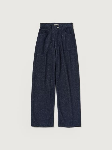 AURALEE SILK NEP DENIM 5P WIDE PANTS