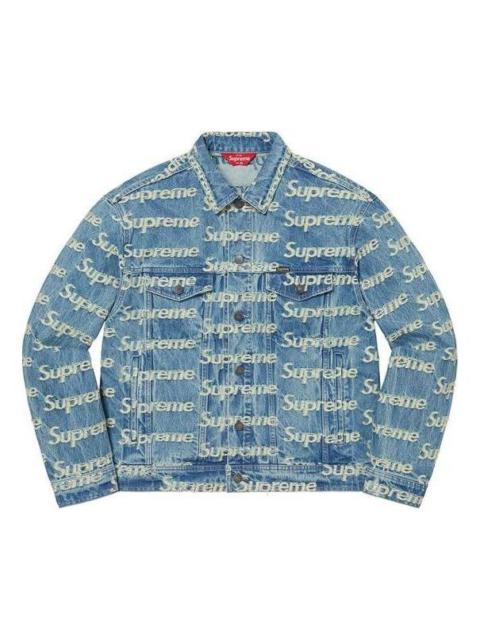 Supreme Frayed Logos Denim Trucker Jacket 'Teal White' SUP-SS21-667