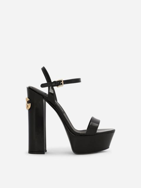 Polished calfskin platform sandals