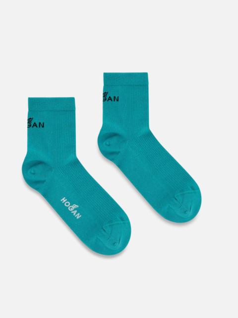 HOGAN Solid Color Socks Blue