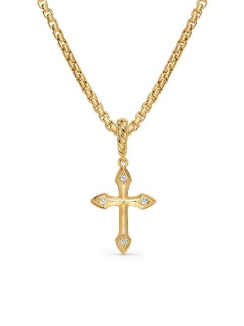 DAVID YURMAN Women's Petite Gothic Cross Amulet in 18K Yellow Gold with Diamonds 15.2MM - Diamond