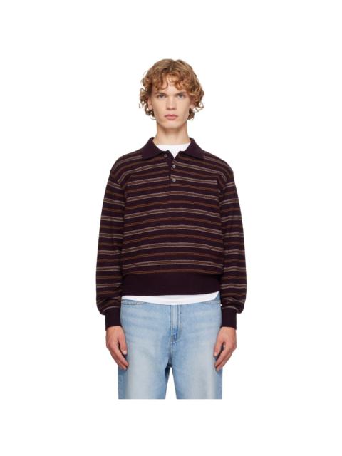 Dunst Brown Collared Striped Polo