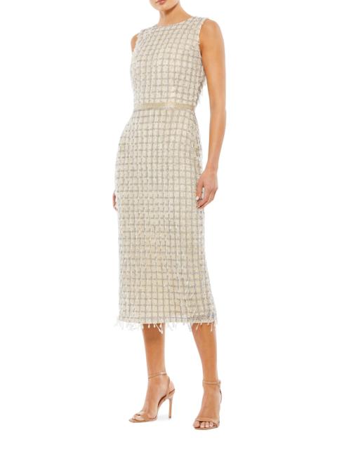 MAC DUGGAL Women's Beaded Fringe Sheath Dress - Beige