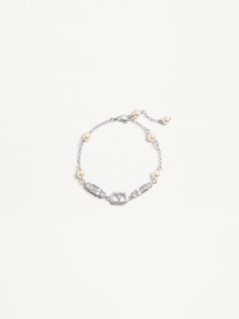 Valentino OVALETTE BRACELET IN METAL, PEARLS AND SWAROVSKI® CRYSTALS