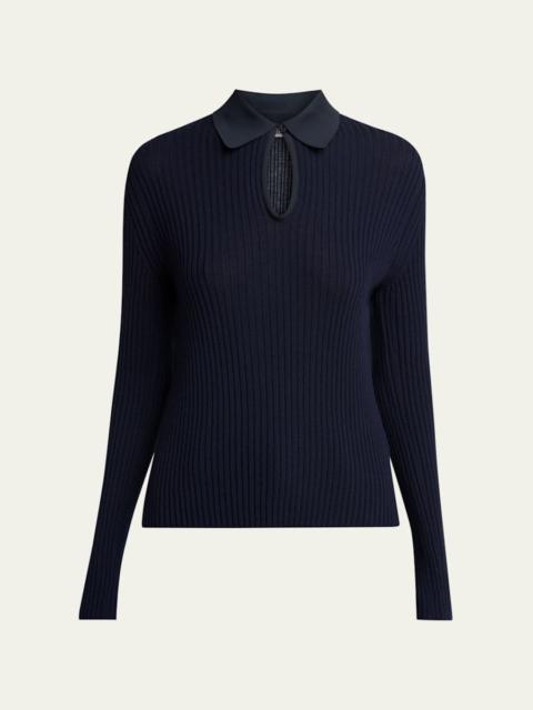 Jil Sander Long-Sleeve Button-Keyhole Polo Shirt