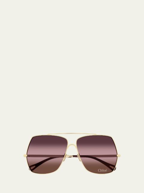 Gradient Aviator Metal Sunglasses