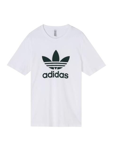 Men's adidas originals Trefoil Large Logo Printing Round Neck Short Sleeve White T-Shirt HK5227