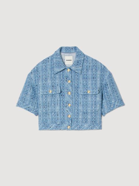 Sandro short-sleeve tweed jacket