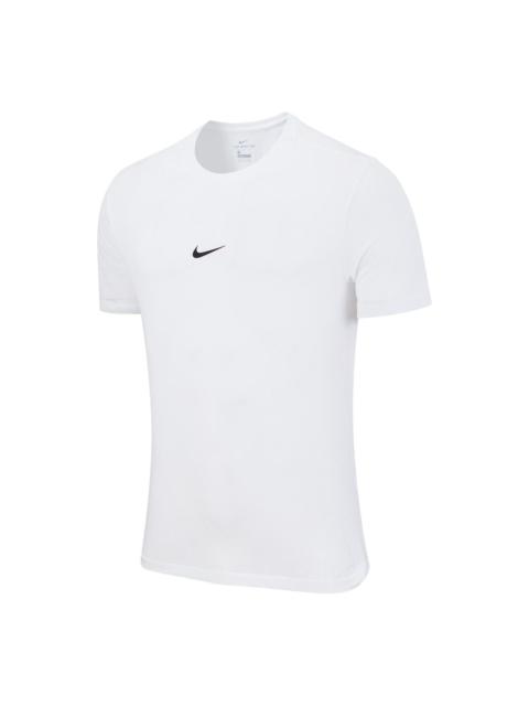 Nike Men's Nike Solid Color Round Neck Logo Pullover Short Sleeve White T-Shirt DD9211-100