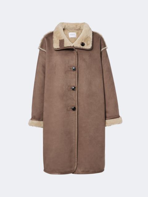 velvet Yves teddy-trimmed coat