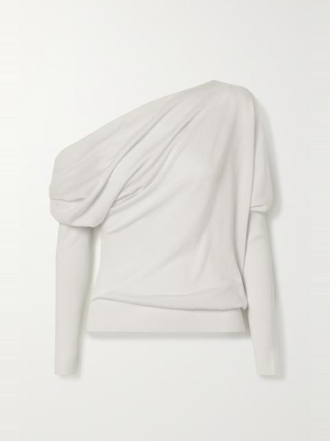 One-shoulder cashmere and silk-blend sweater