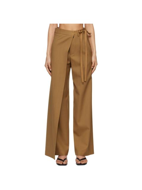 MM6 Maison Margiela Tan Tailoring Wool Canvas Tie Trousers