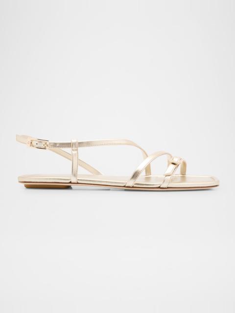 Stuart Weitzman Georgie Metallic Strappy Flat Sandals