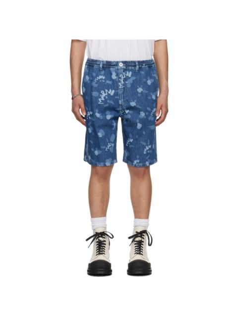 Marni Blue Printed Denim Shorts