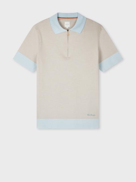 Paul Smith Light Blue And Grey Zip Polo Shirt