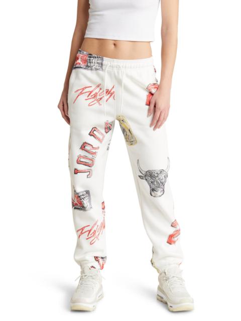 Jordan Jordan Brooklyn Print Fleece Sweatpants in Sail/Black at Nordstrom